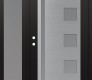 Modern Steel Front Door Diamond C3 50" x 80" black/white frosted Glass Panel stainless steel RHI with Sidelite frosted Glass
