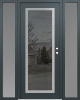 Diamond C1 64" x 80" anthracite/anthracite mirrored Glass Panel stainless steel LHI with 2 Sidelites frosted Glass