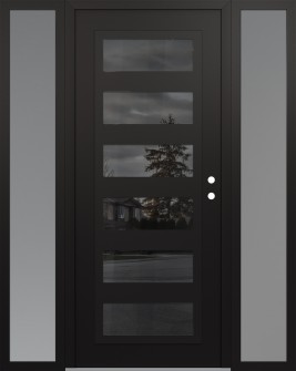 Diamond C9 64" x 80" black/black mirrored Glass Panel black LHI with 2 Sidelites frosted Glass