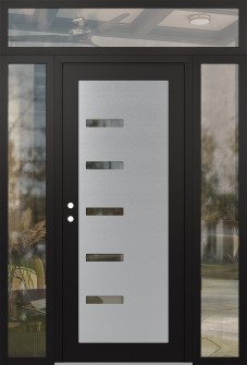 Diamond C8 60" x 96" black/black clear Glass Panel stainless steel RHI with 2 Sidelites and Transom clear Glass