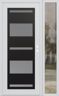 Diamond C10 52" x 80" white/white frosted Glass Panel black LHI with Sidelite clear Glass