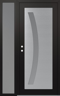 Diamond C4 52" x 80" black/white frosted Glass Panel stainless steel RHI with Sidelite frosted Glass