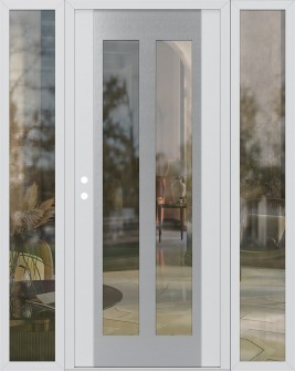 Diamond C14 68" x 80" white/white clear Glass Panel stainless steel RHI with 2 Sidelites clear Glass