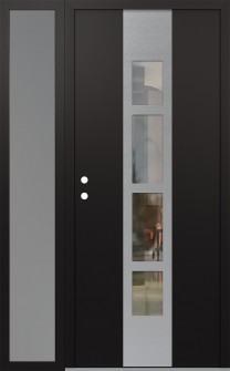 DIAMOND A10 50" X 80" BLACK/BLACK CLEAR GLASS PANEL STAINLESS STEEL RHI WITH SIDELITE FROSTED GLASS