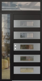 Diamond D5 48" x 96" black/black clear Glass Panel stainless steel RHI with Sidelite and Transom clear Glass