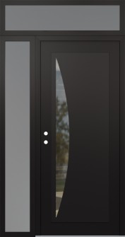 Diamond C13 48" x 96" black/black clear Glass Panel black RHI with Sidelite and Transom frosted Glass