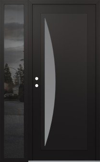 Diamond C13 48" x 80" black/white frosted Glass Panel black RHI with Sidelite mirrored Glass