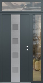 DIAMOND A12 50" X 96" ANTHRACITE/ANTHRACITE FROSTED GLASS PANEL STAINLESS STEEL LHI WITH SIDELITE AND TRANSOM CLEAR GLASS