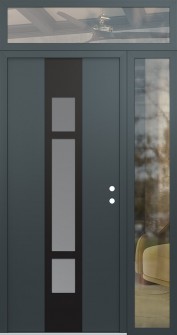 DIAMOND A9 50" X 96" ANTHRACITE/ANTHRACITE FROSTED GLASS PANEL BLACK LHI WITH SIDELITE AND TRANSOM CLEAR GLASS