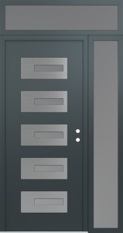 Diamond D6 52" x 96" anthracite/anthracite frosted Glass Panel stainless steel LHI with Sidelite and Transom frosted Glass