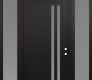 Modern Steel Front Door Diamond C6 60" x 96" black/white frosted Glass Panel black LHI with 2 Sidelites and Transom frosted Glass