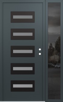 Diamond D4 50" x 80" anthracite/anthracite frosted Glass Panel black LHI with Sidelite mirrored Glass