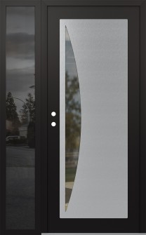 Diamond C13 52" x 80" black/black clear Glass Panel stainless steel RHI with Sidelite mirrored Glass