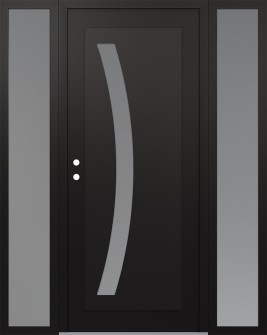 Diamond C4 64" x 80" black/white frosted Glass Panel black RHI with 2 Sidelites frosted Glass