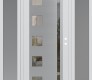 Modern Steel Front Door Diamond C3 68" x 80" white/white clear Glass Panel stainless steel LHI with 2 Sidelites frosted Glass
