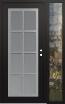 Diamond C16 48" x 80" black/white frosted Glass Panel stainless steel LHI with Sidelite clear Glass