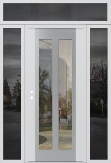 Diamond C14 64" x 96" white/white clear Glass Panel stainless steel RHI with 2 Sidelites and Transom mirrored Glass