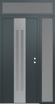 DIAMOND A8 48" X 96" ANTHRACITE/ANTHRACITE FROSTED GLASS PANEL STAINLESS STEEL LHI WITH SIDELITE AND TRANSOM FROSTED GLASS