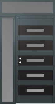 Diamond D9 48" x 96" anthracite/anthracite frosted Glass Panel black RHI with Sidelite and Transom frosted Glass