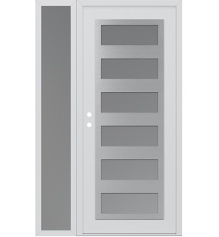 Diamond C9 50" x 80" white/white frosted Glass Panel stainless steel RHI with Sidelite frosted Glass