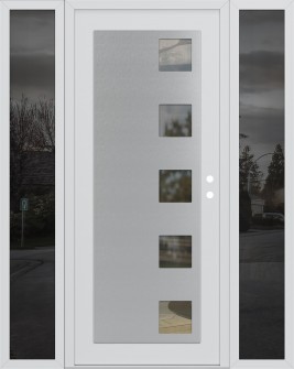 Diamond C5 68" x 80" white/white clear Glass Panel stainless steel LHI with 2 Sidelites mirrored Glass