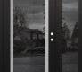 Modern Steel Front Door Diamond C1 50" x 80" black/black mirrored Glass Panel stainless steel LHI with Sidelite mirrored Glass