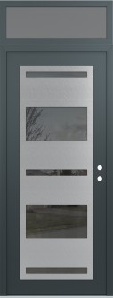 Diamond C10 36" x 96" anthracite/anthracite mirrored Glass Panel stainless steel LHI with Transom frosted Glass