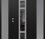 Modern Steel Front Door DIAMOND A9 64" X 80" BLACK/BLACK MIRRORED GLASS PANEL STAINLESS STEEL RHI WITH 2 SIDELITES FROSTED GLASS