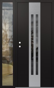 DIAMOND A8 52" X 80" BLACK/BLACK MIRRORED GLASS PANEL STAINLESS STEEL RHI WITH SIDELITE CLEAR GLASS