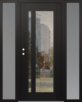 Diamond C15 64" x 80" black/black clear Glass Panel black RHI with 2 Sidelites frosted Glass