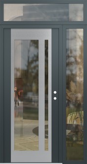 Diamond C15 52" x 96" anthracite/anthracite clear Glass Panel stainless steel LHI with Sidelite and Transom clear Glass