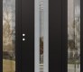 Modern Steel Front Door DIAMOND A5 64" X 80" BLACK/BLACK CLEAR GLASS PANEL STAINLESS STEEL RHI WITH 2 SIDELITES CLEAR GLASS