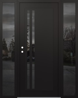 Diamond C6 64" x 80" black/black mirrored Glass Panel black RHI with 2 Sidelites mirrored Glass