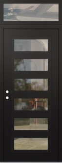 Diamond C9 36" x 96" black/black clear Glass Panel black RHI with Transom clear Glass