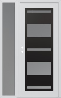 Diamond C10 48" x 80" white/white frosted Glass Panel black RHI with Sidelite frosted Glass