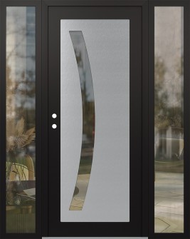 Diamond C4 60" x 80" black/black clear Glass Panel stainless steel RHI with 2 Sidelites clear Glass
