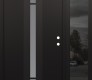 Modern Steel Front Door DIAMOND A4 50" X 80" BLACK/WHITE FROSTED GLASS PANEL BLACK LHI WITH SIDELITE MIRRORED GLASS