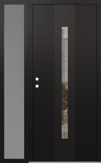 DIAMOND A2 50" X 80" BLACK/BLACK CLEAR GLASS PANEL BLACK RHI WITH SIDELITE FROSTED GLASS