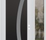 Modern Steel Front Door Diamond C4 48" x 96" white/white frosted Glass Panel black LHI with Sidelite and Transom clear Glass