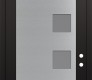 Modern Steel Front Door Diamond C5 36" x 96" black/white frosted Glass Panel stainless steel LHI with Transom frosted Glass