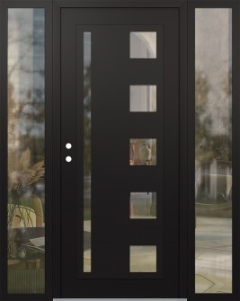 Diamond C3 60" x 80" black/black clear Glass Panel black RHI with 2 Sidelites clear Glass