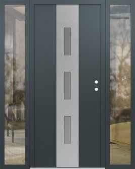 DIAMOND A7 68" X 80" ANTHRACITE/ANTHRACITE FROSTED GLASS PANEL STAINLESS STEEL LHI WITH 2 SIDELITES CLEAR GLASS