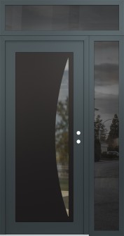 Diamond C13 48" x 96" anthracite/anthracite clear Glass Panel black LHI with Sidelite and Transom mirrored Glass