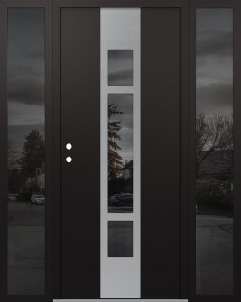 DIAMOND A9 68" X 80" BLACK/BLACK MIRRORED GLASS PANEL STAINLESS STEEL RHI WITH 2 SIDELITES MIRRORED GLASS