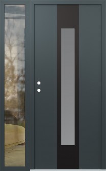 DIAMOND A1 48" X 80" ANTHRACITE/ANTHRACITE FROSTED GLASS PANEL BLACK RHI WITH SIDELITE CLEAR GLASS