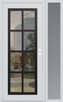 Diamond C16 52" x 80" white/white clear Glass Panel black LHI with Sidelite frosted Glass