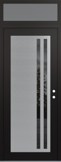 Diamond C6 36" x 96" black/black mirrored Glass Panel stainless steel LHI with Transom frosted Glass