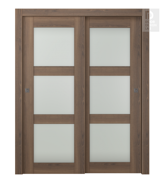 Avon 3 Lite Vetro Pecan Nutwood Bypass doors