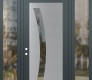 Modern Steel Front Door Diamond C4 64" x 96" anthracite/anthracite clear Glass Panel stainless steel RHI with 2 Sidelites and Transom clear Glass