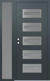 Diamond D4 52" x 80" anthracite/anthracite frosted Glass Panel stainless steel RHI with Sidelite frosted Glass